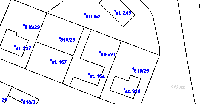 Parcela st. 816/27 v KÚ Zahořany u Litoměřic, Katastrální mapa