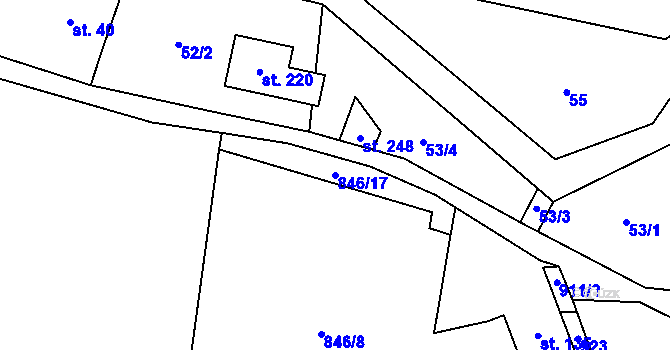 Parcela st. 846/17 v KÚ Zahořany u Litoměřic, Katastrální mapa
