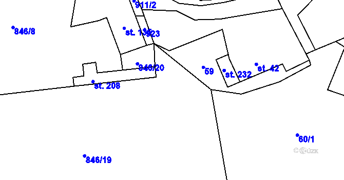 Parcela st. 846/18 v KÚ Zahořany u Litoměřic, Katastrální mapa