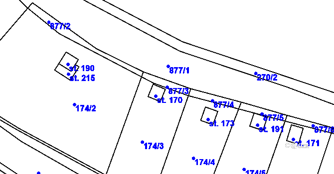 Parcela st. 877/3 v KÚ Zahořany u Litoměřic, Katastrální mapa