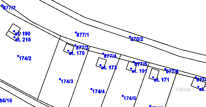 Parcela st. 877/4 v KÚ Zahořany u Litoměřic, Katastrální mapa