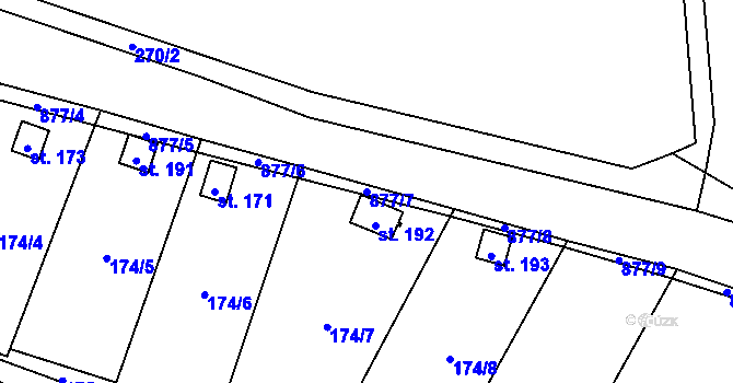 Parcela st. 877/7 v KÚ Zahořany u Litoměřic, Katastrální mapa