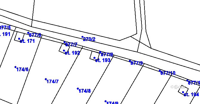 Parcela st. 877/8 v KÚ Zahořany u Litoměřic, Katastrální mapa