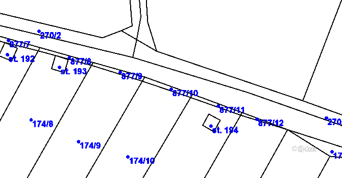 Parcela st. 877/10 v KÚ Zahořany u Litoměřic, Katastrální mapa