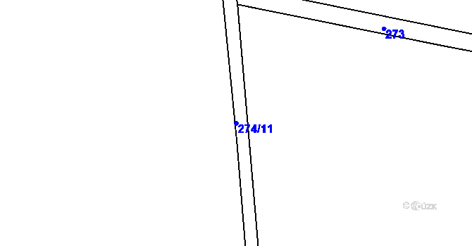 Parcela st. 274/11 v KÚ Zahořany u Litoměřic, Katastrální mapa