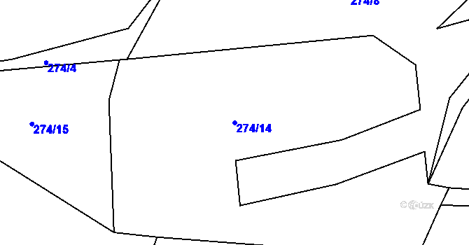 Parcela st. 274/14 v KÚ Zahořany u Litoměřic, Katastrální mapa
