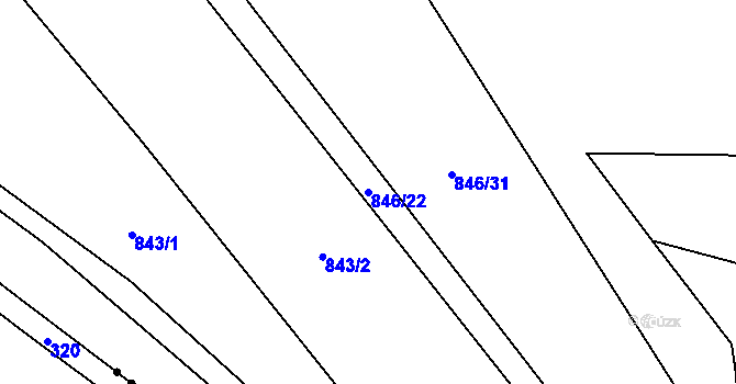 Parcela st. 846/22 v KÚ Zahořany u Litoměřic, Katastrální mapa