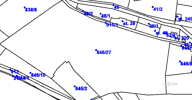 Parcela st. 846/27 v KÚ Zahořany u Litoměřic, Katastrální mapa