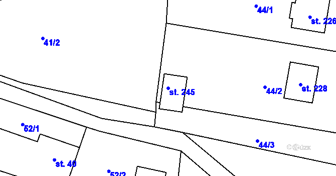 Parcela st. 245 v KÚ Zahořany u Litoměřic, Katastrální mapa