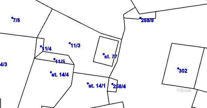 Parcela st. 77 v KÚ Dolní Novosedly, Katastrální mapa