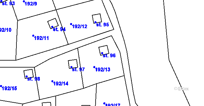 Parcela st. 96 v KÚ Dolní Novosedly, Katastrální mapa