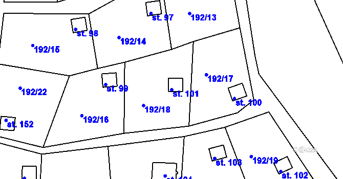 Parcela st. 101 v KÚ Dolní Novosedly, Katastrální mapa