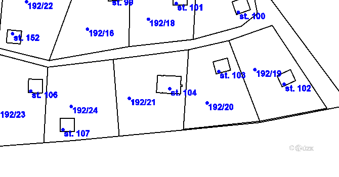 Parcela st. 104 v KÚ Dolní Novosedly, Katastrální mapa