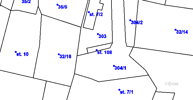 Parcela st. 108 v KÚ Dolní Novosedly, Katastrální mapa