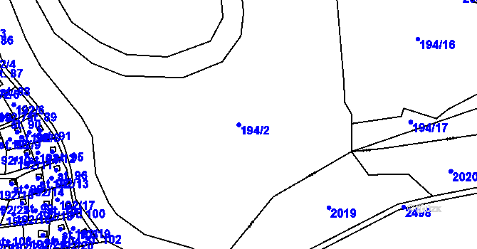 Parcela st. 194/2 v KÚ Dolní Novosedly, Katastrální mapa