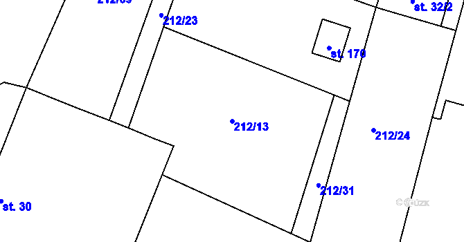 Parcela st. 212/13 v KÚ Dolní Novosedly, Katastrální mapa