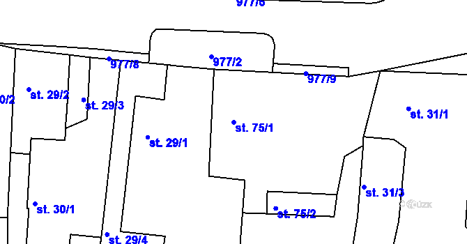 Parcela st. 75/1 v KÚ Horní Záhoří u Písku, Katastrální mapa