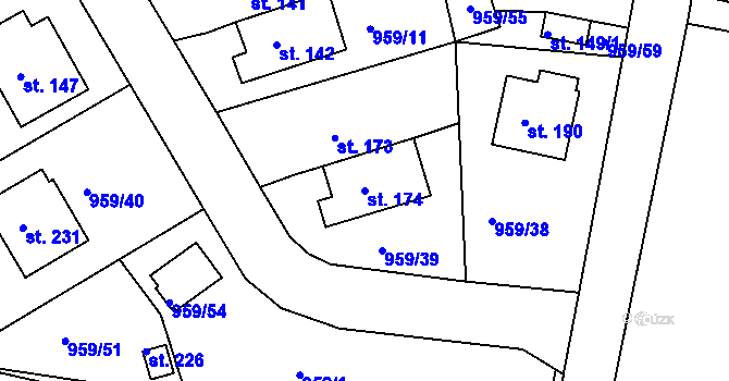 Parcela st. 174 v KÚ Horní Záhoří u Písku, Katastrální mapa