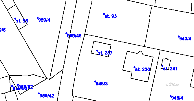 Parcela st. 237 v KÚ Horní Záhoří u Písku, Katastrální mapa