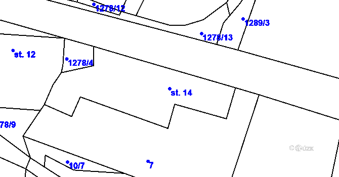 Parcela st. 14 v KÚ Chrastiny, Katastrální mapa