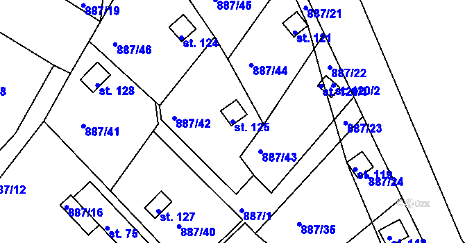 Parcela st. 125 v KÚ Chrastiny, Katastrální mapa