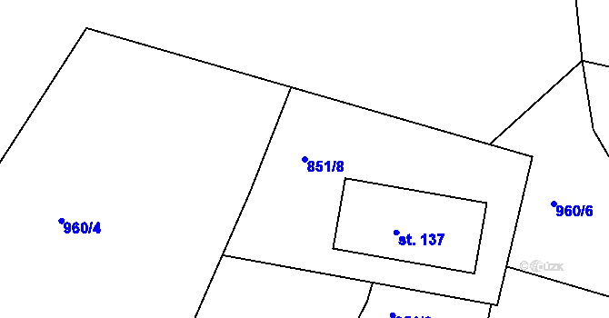 Parcela st. 851/8 v KÚ Chrastiny, Katastrální mapa