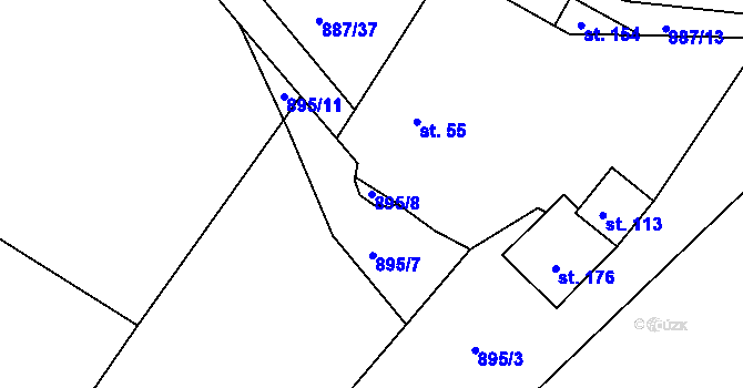 Parcela st. 895/8 v KÚ Chrastiny, Katastrální mapa
