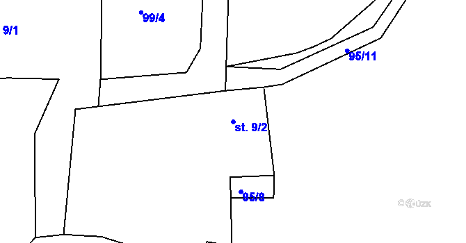 Parcela st. 9/2 v KÚ Svatonice, Katastrální mapa