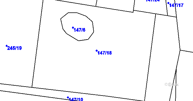Parcela st. 147/18 v KÚ Svatonice, Katastrální mapa