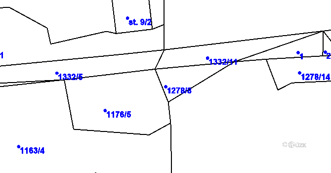 Parcela st. 1278/8 v KÚ Třešně u Záhoří, Katastrální mapa