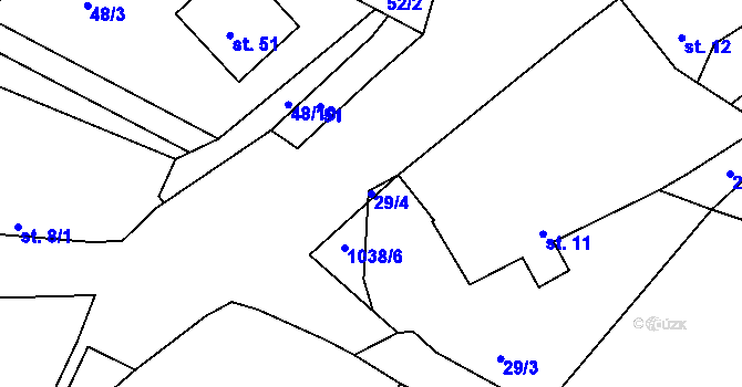 Parcela st. 29/4 v KÚ Záhoří u Bechyně, Katastrální mapa