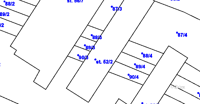 Parcela st. 52/3 v KÚ Záhoří u Bechyně, Katastrální mapa