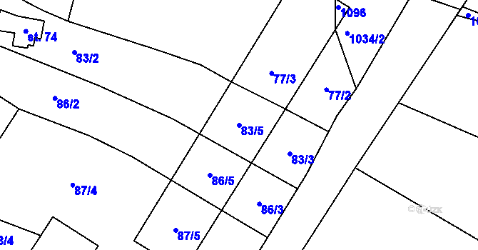 Parcela st. 83/5 v KÚ Záhoří u Bechyně, Katastrální mapa