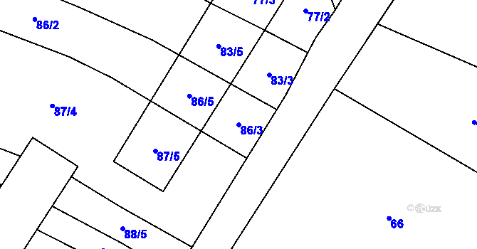 Parcela st. 86/3 v KÚ Záhoří u Bechyně, Katastrální mapa