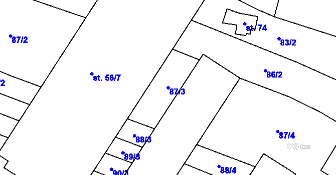 Parcela st. 87/3 v KÚ Záhoří u Bechyně, Katastrální mapa