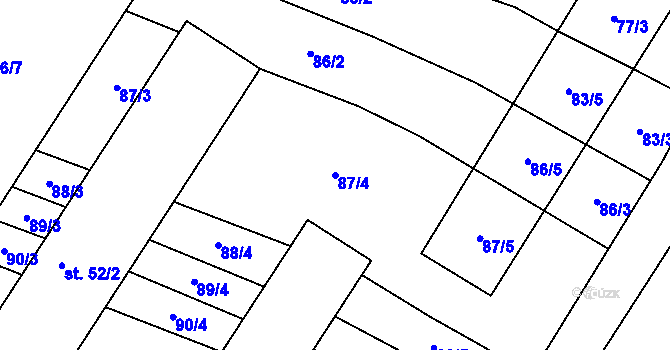 Parcela st. 87/4 v KÚ Záhoří u Bechyně, Katastrální mapa