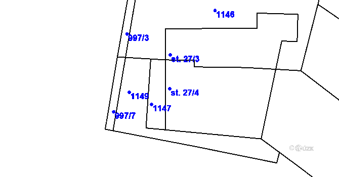 Parcela st. 27/4 v KÚ Záhoří u Bechyně, Katastrální mapa