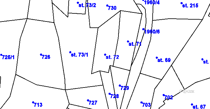 Parcela st. 72 v KÚ Smrčí u Semil, Katastrální mapa