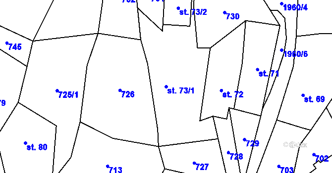 Parcela st. 73/1 v KÚ Smrčí u Semil, Katastrální mapa