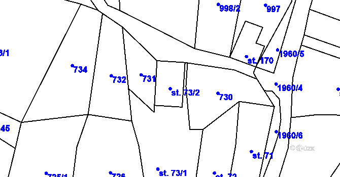 Parcela st. 73/2 v KÚ Smrčí u Semil, Katastrální mapa