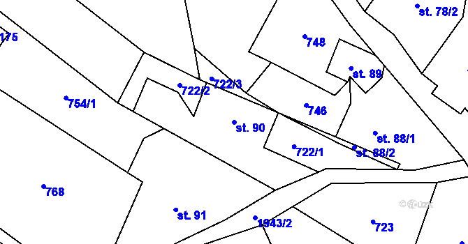 Parcela st. 90 v KÚ Smrčí u Semil, Katastrální mapa