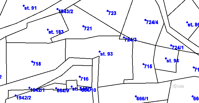 Parcela st. 93 v KÚ Smrčí u Semil, Katastrální mapa
