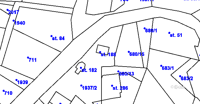 Parcela st. 188 v KÚ Smrčí u Semil, Katastrální mapa