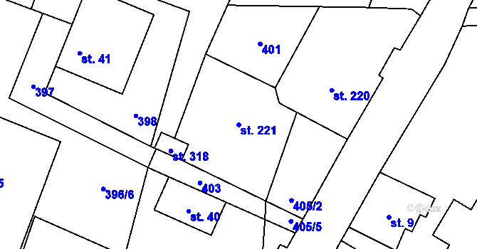 Parcela st. 221 v KÚ Smrčí u Semil, Katastrální mapa