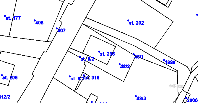 Parcela st. 296 v KÚ Smrčí u Semil, Katastrální mapa