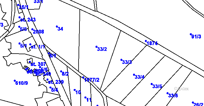 Parcela st. 33 v KÚ Smrčí u Semil, Katastrální mapa