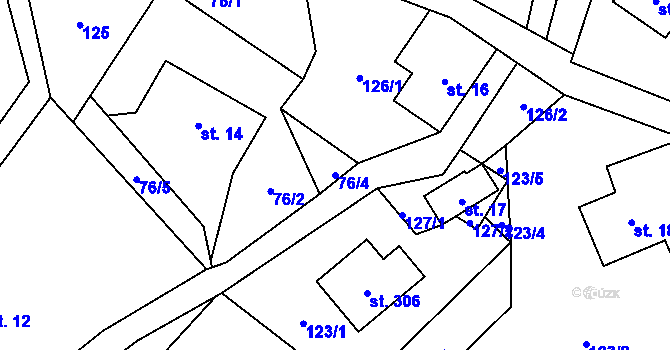 Parcela st. 76/4 v KÚ Smrčí u Semil, Katastrální mapa