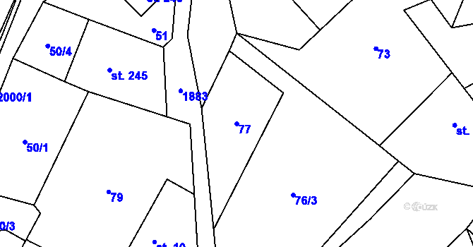 Parcela st. 77 v KÚ Smrčí u Semil, Katastrální mapa