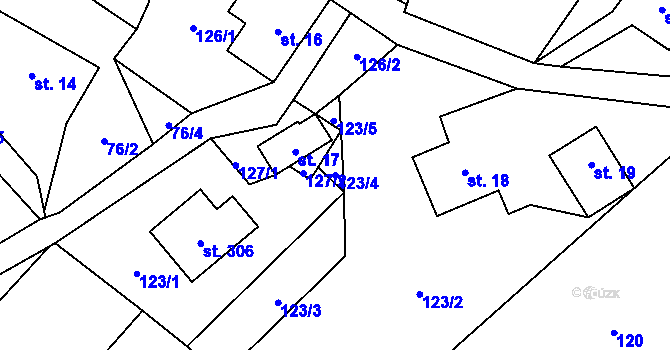 Parcela st. 123/4 v KÚ Smrčí u Semil, Katastrální mapa