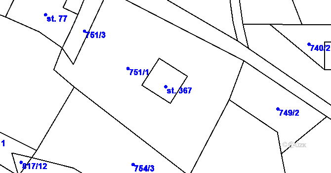 Parcela st. 367 v KÚ Smrčí u Semil, Katastrální mapa